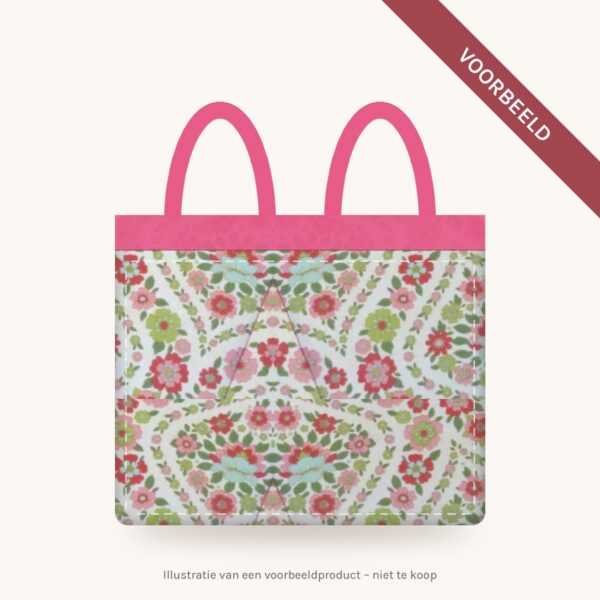 Shopper Mila – Bloemetjes roze – voorbeeldtekening